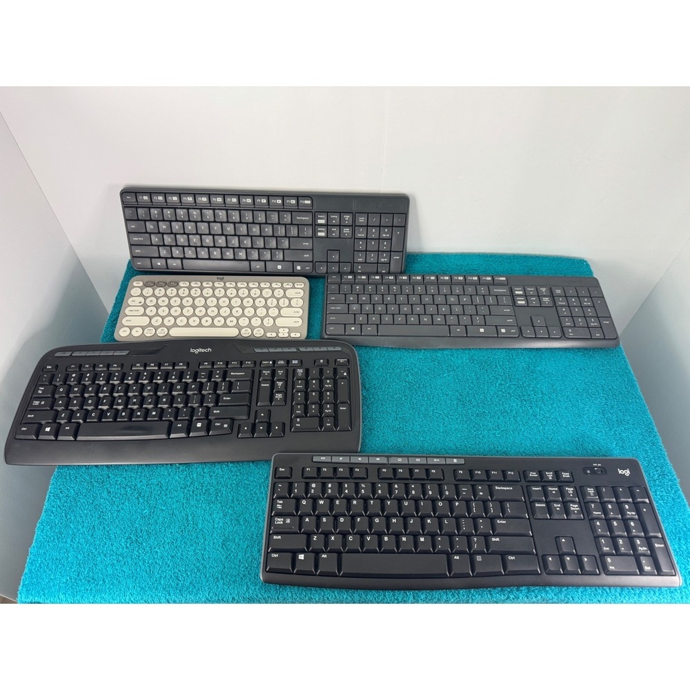 Logitech Wireless Keyboard Lot 5 Mixed Models Gray Black Standard Full Size